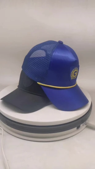 Gorra de béisbol de cuerda con logotipo de PVC de caucho de 5 paneles deportivos personalizados de moda, sombrero perforado con orificio perforado con corte láser impermeable, sombrero de papá azul marino con ala curva