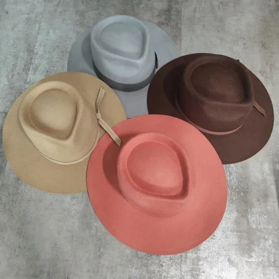 Venta al por mayor Nueva gorra de jazz de moda de ala ancha Unisex Australia 100% Fieltro de lana Familia Niños Sombreros Fedora con cinturón de cuero